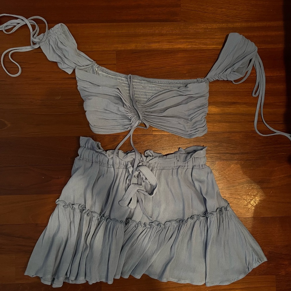 Blue Tiered Ruffle Two Piece Set - Picture 2 of 4